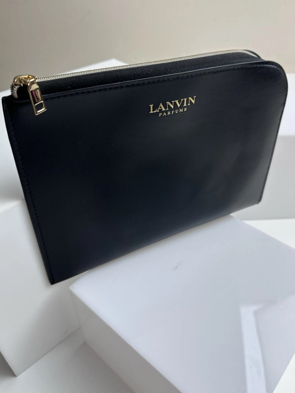 Lanvin Parfums Black Pouch with Gold Accents Turkish Airlines Amenity Kit
